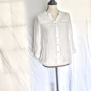 Coral Bay White Button Down Top